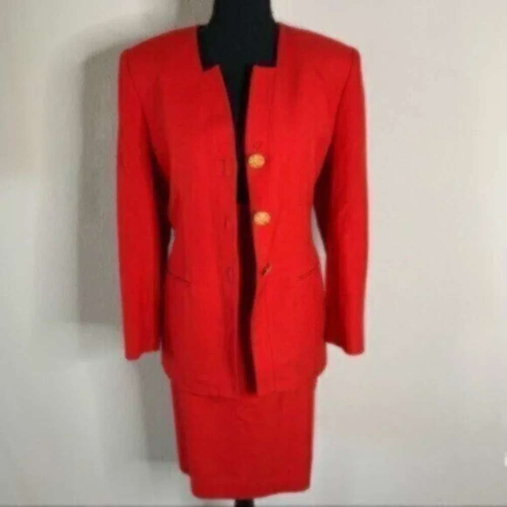 Stirling Cooper Red Vintage Two Piece Skirt Suit Set